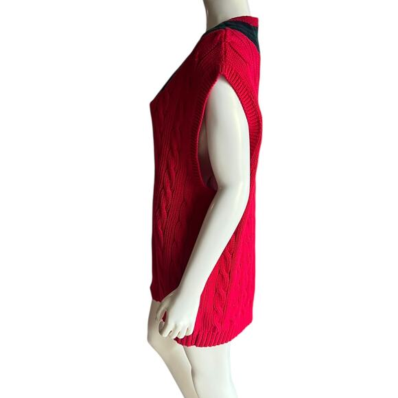 Vintage Gap Red Cable Knit Sweater Vest Tunic Size XL Preppy - Picture 2 of 8